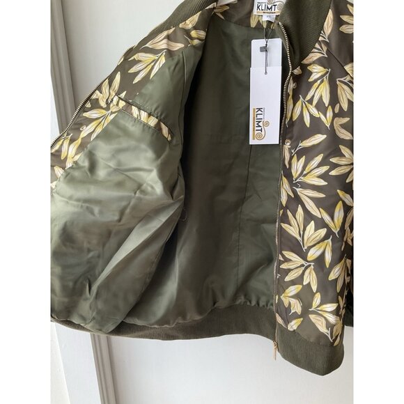 Immersive Klimt Gustav Klimt Leaves Painting Jacket Gift for Art Lover Bomber - Picture 10 of 10